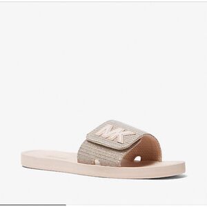 new in box Michael Kors Brown and Pink Slide Sandals